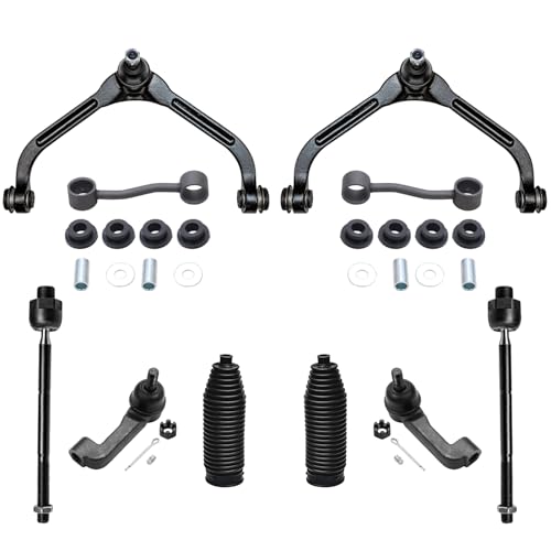 Image of Detroit Axle - 10pc Front End Suspension Kit for 2002 2003 2004 2005 Jeep Liberty, 2 Upper Control Arms with Ball Joints Assembly 4 Inner Outer Tie Rods 2 Sway Bars 2 Boots Replacement
