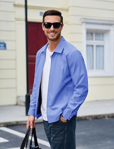 Image of MAGCOMSEN Men's Lightweight Jackets Full Zip Up Light Coat Laydown Collar Jacket Casual Windbreaker Jacket with Zip Pockets