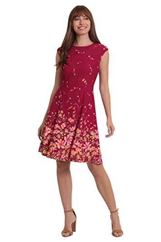Image of London Times Womens Dresses Cap Sleeve Fit and Flare - Elegant Summer Cocktail Graduation Garden Party Wedding Guest Dress
