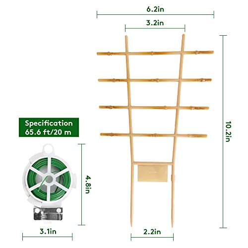 Gartol Artificial Bamboo Garden Trellises With Twist Ties, 10 Inch Ladder-Shaped Plant Support Trellis For Indoor Mini Climbing Plants, Potted Plants House Plants Orchid, Vine Ivy(3 Pack, Plastic) #TOP1