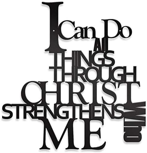 I Can Do All Things - Steel Roots Decor - Christian Wall Decor - 14 inch(Black)