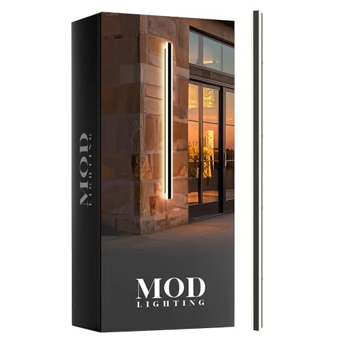 MOD LIGHTING Haylen | Waterproof Outdoor Wall Light, LED Dimmable with Remote 3000K-6000K, Long Outdoor Porch Lights, Wired Lighting Fixture, Patio Exterior Wall Sconce, 1-Pack (Black, 79")