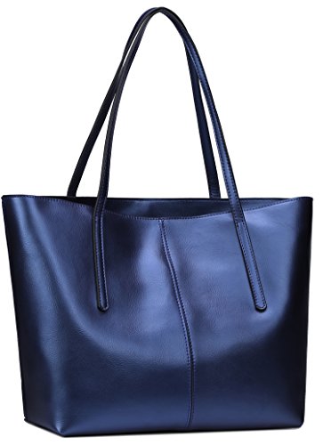 Covelin Women's Handbag Genuine Leather Tote Shoulder Bags Soft Hot Blue #TOP2