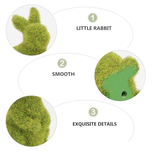 Lapin floqué de Pâques lot de 2 statuettes vertes décoratives pour table et balcon - 7