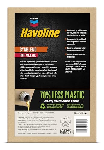 Image of Havoline Motor Oil 10w30 High Mileage Synthetic Technology Smart Change Engine Oil, 10W-30, 6 Quarts, Pack of 1