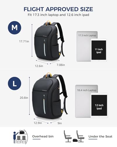 17 Inch Laptop Backpack for Men, Business Travel Anti-Theft Backpack with USB Charging Port, Water Resistant Computer Bag Carry On Flight Approved for Work College Weekender, Black3
