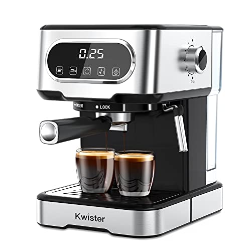 Kwister Espresso Machine 15 Bar, Espresso and Cappuccino Machine with Milk Frother, Espresso Maker with Steamer, Digital Touch Screen Coffee Machine with 50 oz Water Tank