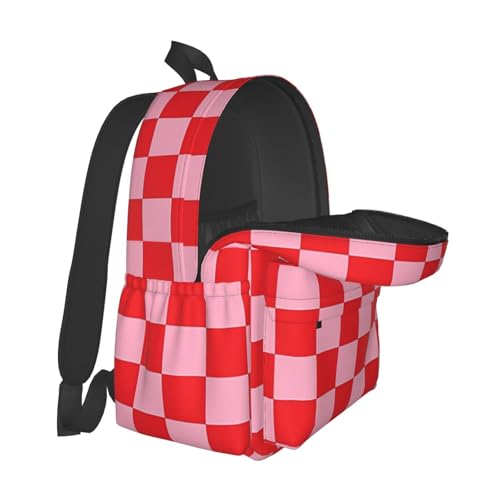 Red Pinks Checkered Backpacks 15 Inch Laptop Backpack Multipurpose Double Shoulder Bag for Men Women Gifts2