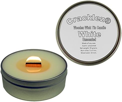 Cracklez Crackling Unscented Wooden Wick Tin Candle White