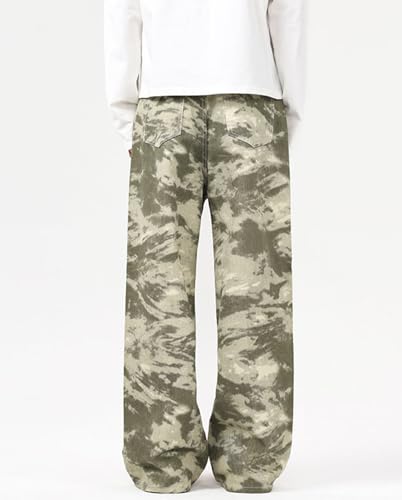 Mens Teen Boys Camo Printed Baggy Jeans Mid Rise Loose Fit Camouflage Skater Y2k Wide Leg Streetwear Denim Pants2