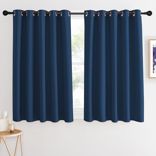 NICETOWN Blackout Curtains 54 Inches Long, Thermal Insulated Room Darkening Curtains for Bedroom, Window Treatment Drapes for Living Room Nursery (W66 x L54 Inch, Moroccan Blue, 1 Panel)