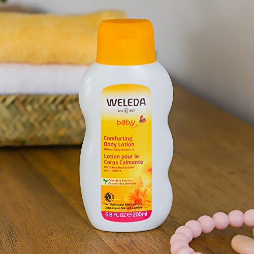 Image of Weleda Baby Calendula Comforting Body Lotion, Plant Rich Moisturizer with Calendula, Chamomile, Sweet Almond and Sesame Oils, 6.8 Fl Oz (Pack of 2)