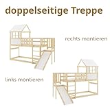 Interbeds Hochbett 200x90 cm mit Rutsche und Treppen Etagenbett Stockbett Holzbett Kinderbett mit Lattenrost Spielbett (Mit Rutsche)
