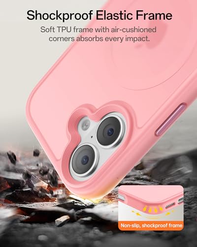 Image of UNBREAKcable Magnetic for iPhone 17 Case 6.3-Inch, Compatible with MagSafe, Full Camera Protection, Built-in Magnetic Ring, Drop Protection Shockproof Slim Phone Cover - Pink
