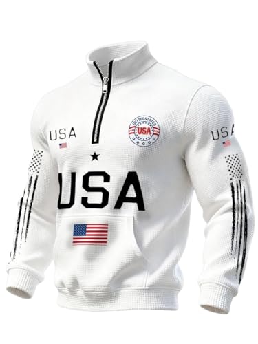 Men's Usa Flag Waffle Sweatshirts Usa Flag 250Th Anniversary 1776-2026