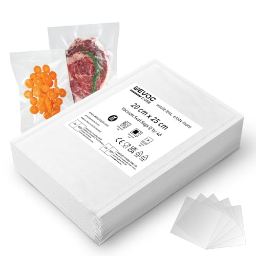 Wevac Core Vakuumbeutel für Lebensmittel, 45 Stück, 20 x 25 cm, strapazierfähig, strukturiert, Vakuumbeutel, ideal zum Vakuumgaren, Kochen und zur Zubereitung von Mahlzeiten