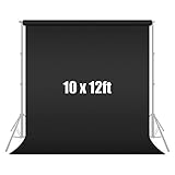 Julius Studio 10 x 12 ft. Black Backdrop Background Screen, Superior 150GSM Density Fabric Material,...
