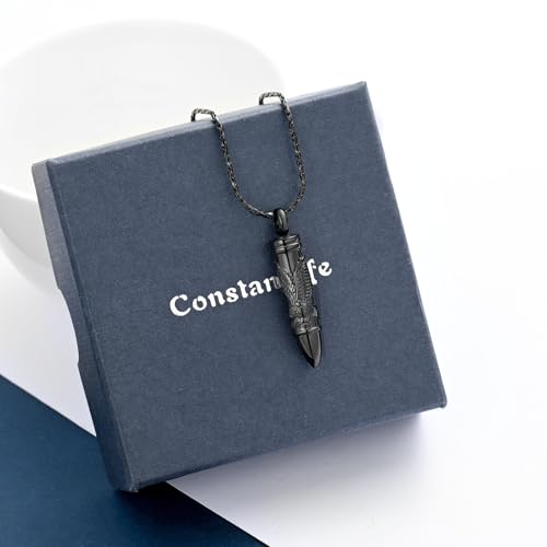 constantlife Bullet Urn Necklace for Ashes for Women Men Eagle Memorial Pendant Cremation Jewelry Human Pet Ashes Holder Keepsake3