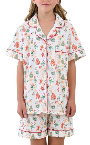 SLPTIMISO Girls Summer Outfit,Kids 2 Piece Button Down Monkey Loungewear Beach Shorts Set Preppy Animals Lounge Pjs