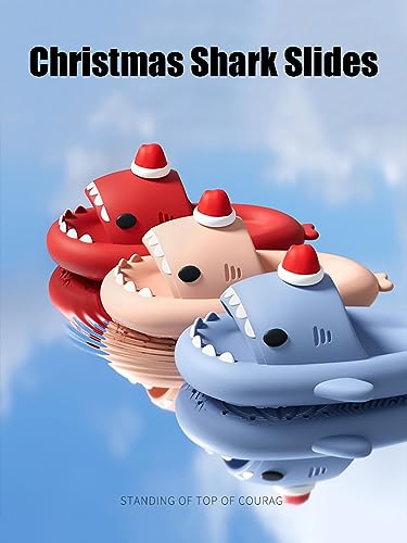 Zureto Halloween Christmas Shark Slides Slippers, New 2023 Unisex Cloudy Shark Sandals2