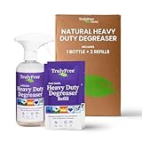 Truly Free Heavy Duty Degreaser- Grease Remover & Grime Cleaner for Kitchen, Automotive & More, Household Cleaning Supplies, Fragrance-Free, Includes 16 oz Reusable Empty Bottle & 2 Refills (4 oz)