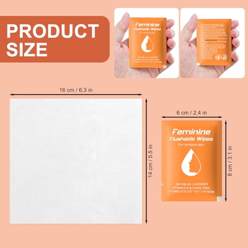 Image of twoworld 50 Feminine Wipes Flushable Travel Individually Wrapped | Travel Wipes for Women,Feminine Care Wet Wipes Travel Size Vaginal Wipes for Adult,Girl and Homeless(Lavender)