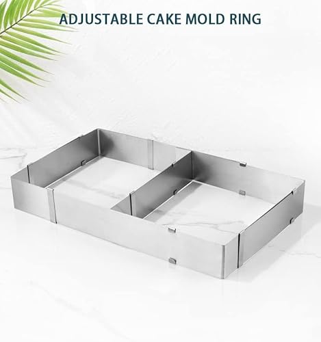 Foto von Smart-Planet Kuchenform Backrahmen rechteckig verstellbar Tortenring eckig - individuell Edelstahl zum Backen Torten Form - Backform ausziehbar