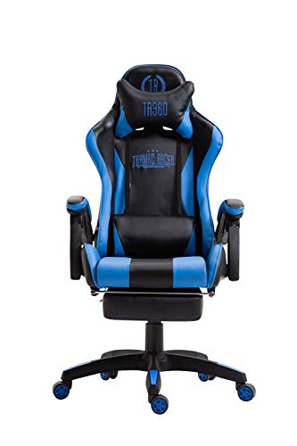 Poltrona Gaming con Poggiapiedi Ignite in Similpelle I Sedia Racing Ufficio con Cuscini Removibili, Colore:Nero/Blu - Sedia gaming - Immagine 7