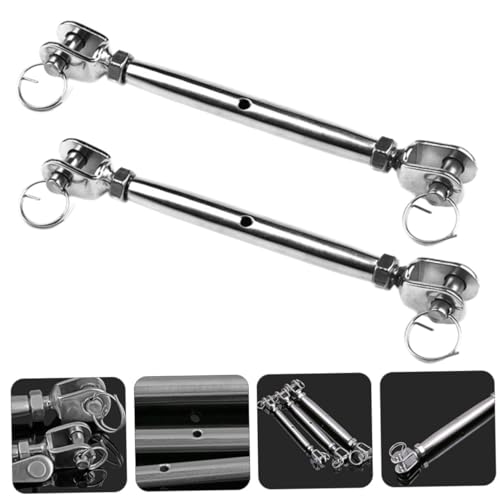 2 Piezas Tensionador resistente de acero inoxidable para cable con quijada y quijada para cables y líneas, resistente a la intemperie y diseño miniatura 4