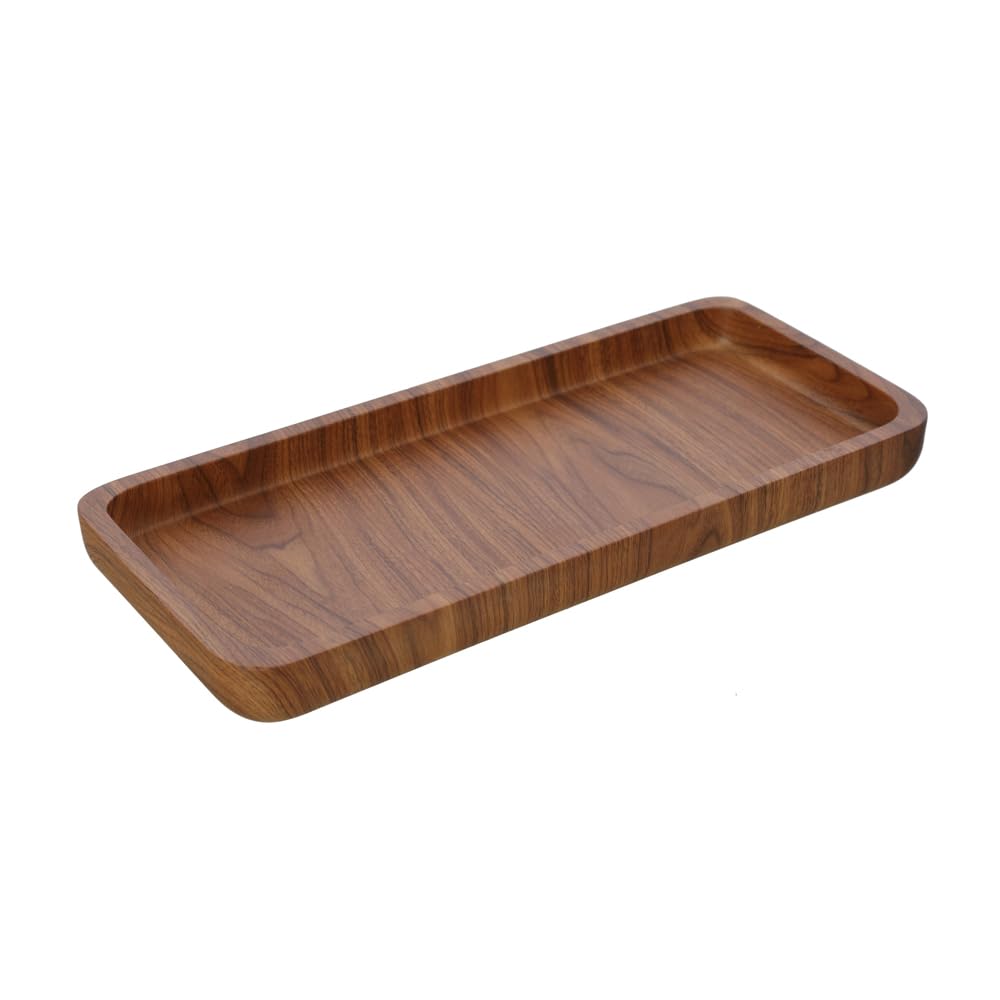 Inbagno Vassoio Porta Oggetti in Poliresina Effetto Legno della Linea Radici, L 25 x P 11 x H 2,5Cm
