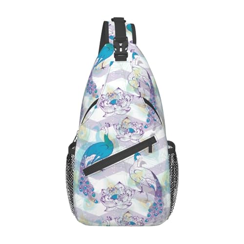 Peacock Crossbody Bag Women Shoulder Bag Backpack Cute Sling Bag Chest Casual Daypack Feather Bag Outdoor