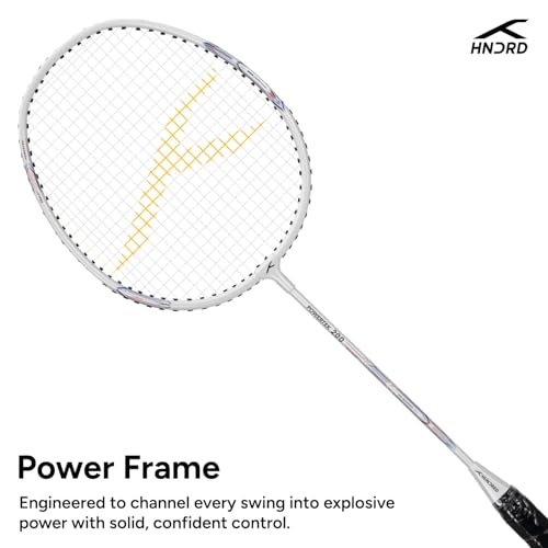 Image of Hundred Powertek 200 Aluminium Badminton Racket Combo, 2 Strung Rackets with 1 Full Cover & 3 Aura Nylon Shuttlecocks, Lightweight Shuttle Bats for Match Play