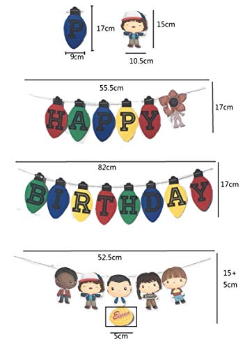 Verceco Birthday Party Banner For Eleven Things Themed Party Supplies Happy Birthday Banner Joyce Byers Lights Shaped Bunting Banner #TOP4