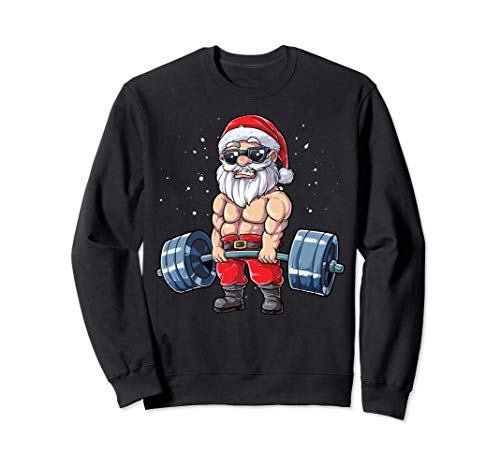Santa Weightlifting Christmas Fitness Gym Deadlift Xmas Men Sweatshirt