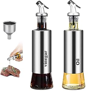 Fles Olijfolie en azijn 300 ml, 2 stuks oliedispensers voor keuken, azijn, met trechter, dispenser voor olijfolie, azijn, sojasaus, gereedschap voor barbecue/bakken/salade