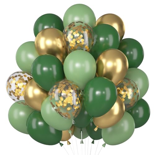 Luftballons Grün Gold 60 Stück Luftballons Dunkelgrün Gold Metallic Helium Ballons Konfetti Luftballon Grüne Goldene Für Junge Geburtstag Babyparty Hochzeit Dschungel Party Safari Dekoration