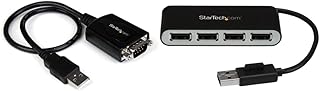 StarTech.com 1 ft. USB to RS232 Serial DB9 Adapter Cable & 4 Port USB 2.0 Hub - USB Bus Powered - Portable Multi Port USB 2.0 Splitter and Expander Hub - Small Travel USB Hub (ST4200MINI2)