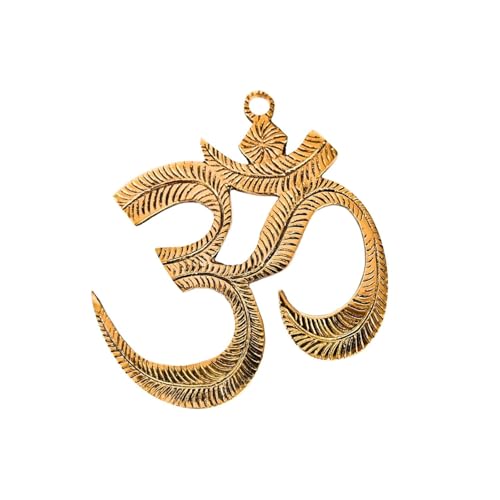 Image of CARBON Gold Plated Om Wall Hanging for Home, Temple & Puja Room | Sacred Metal Craft Decor for Meditation, Spiritual Interiors & Auspicious Positive Energy Symbol