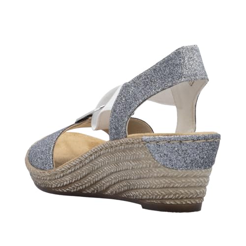 Image of Rieker 624H6 Fanni Women's Wedge Sandals - Lightweight, Comfortable and Supportive - Slip On Sandals with Cushioned Insole and High Wedge for Everyday Stylish Wear