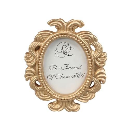 Raypontia Marco ovalado barroco retro – 8 x 9 cm marco vintage ovalado, marco barroco pequeño ovalado, marco para fotos de mesa, para exposición de mesa o pared, dorado