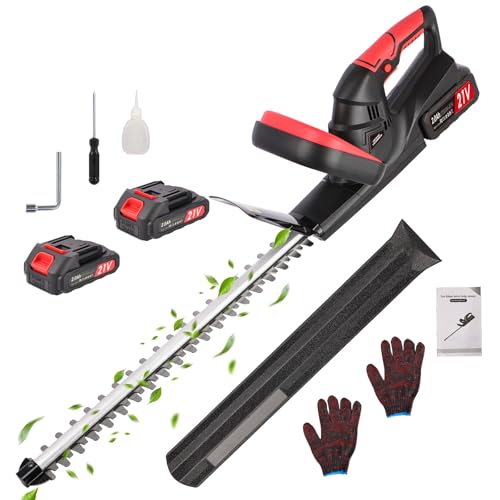 Taille Haie Batterie Taille-Haie Electrique: Coupe Haie Sans Fil Avec Batterie 2000 Mah * 2, Double Lame De Coupe, Longueur De Coupe 480 Mm,Pour DéSherberger, éLaguer Les Arbres, Arbustes-image