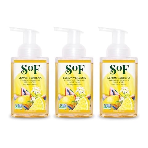 SoF Hydrating Foaming Hand Wash - With Organic Agave Nectar & Coconut Oil- Vegan & Non GMO- Free From Phthalates, Sulfates & Parabens- Lemon Verbena - 8 oz Bottle 3 Pack Cover