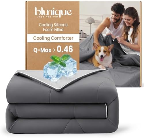 blunique Cooling Silicone Foam Filled Cooling Comforter,Cooling Blanket for Hot Sleeper,Full Size Summer Ice Comforter,All-Season Lightweight Bedding,Keep Cooling&Breathable All Night(68"x88")