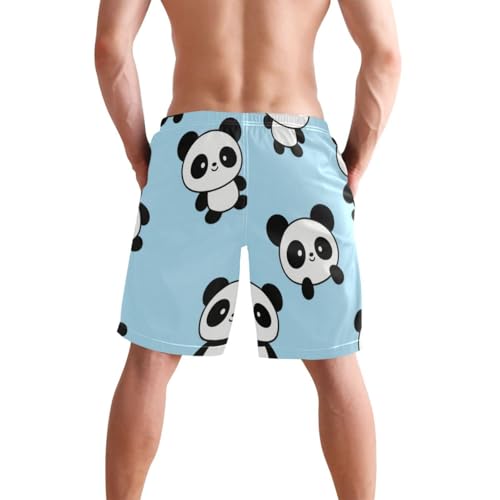 Cartoon Panda Blue Board Shorts Men Double Layer Board Shorts with Compression 8”/ 9” Long XL Plus Size Casual wear3