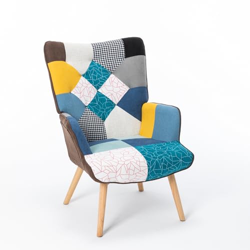 Sillón reclinable azul con respaldo alto y brazo miniatura 1