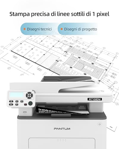 M7108DW Multifunzione Stampante Laser Copia Stampa Scansione,Bianco e Nero Wireless con Stampa fronte/retro Automatica - Powerline - Immagine 6