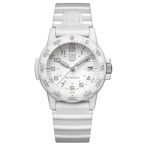Luminox Leatherback Sea Turtle 0300 series Watch with carbon compound Case White|Silver Dial and Silicon White Strap XS.0307.WO
