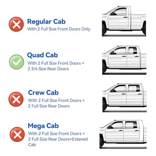 Image of Rain Guards for 2009-2018 Dodge Ram 1500 Quad Cab /Extended Cab, Window Visor Shields Vent Deflector Shade Wind Dark Smoke for 19-24 Ram 1500 Classic Quad Cab, 4PCS, Out-Channel