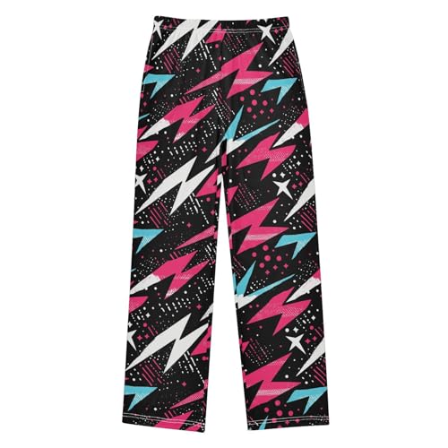 Boys' Pants Pink Blue Lightning Bolts Long Bottoms Jogger Pants Elastic Waist Trousers with Pockets S-XL