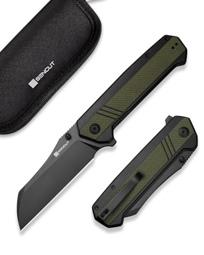 SENCUT Draxor Folding Pocket Knife for EDC, Camping Knife with 3.7'' 9Cr18MoV Blade & G10 Handle, Gift for Men Women (Green)
